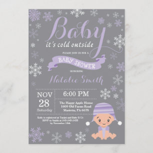 Invitación Bebé su púrpura exterior fría Baby Shower del