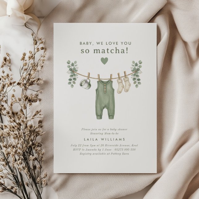 Invitación Bebé, ¡te queremos tanto Matcha! (Zazzle Baby, we love you so Matcha!  Invitation)