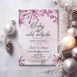 Invitación Bebé tiene frío afuera Ducha de bebé niña rosa de
