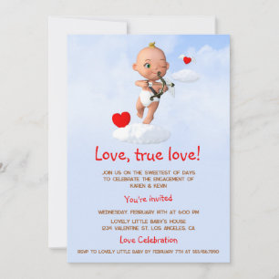 Invitación Bebé Topid Flying with a Bow and Arrow