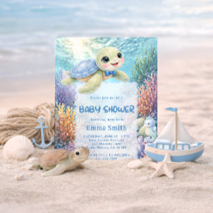 Invitación Bebé Tortuga Bajo el Mar Shower de Niño