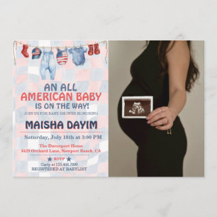 Invitación Bebé totalmente americano, ducha de bebé del 4 de