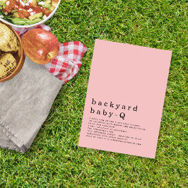Invitación Bebé trasero minimalista Q BBQ Shower Rosa