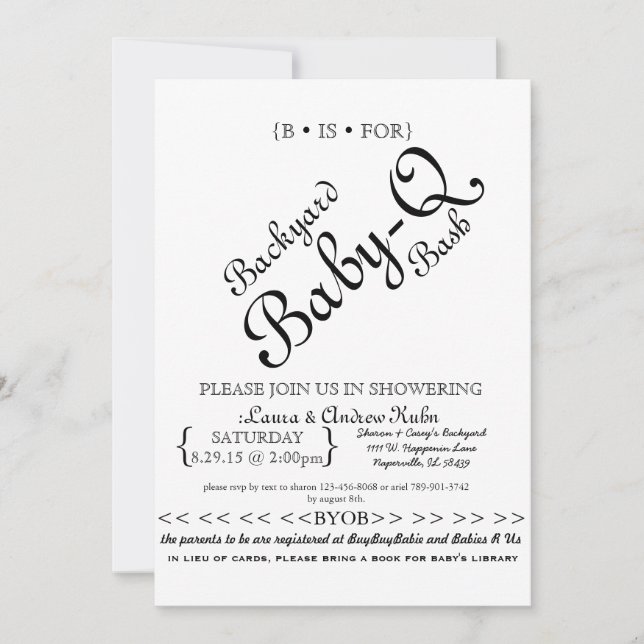 Invitación Bebé trasero-Q Bash (Anverso)