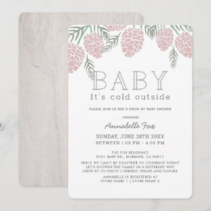 Invitación Bebé, tu Baby Shower de cono rosado frío