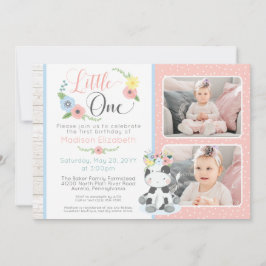 Invitación Bebé Vaca Primer Collage de fotos de ternera flora