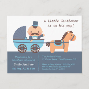 Invitación Bebé Varón Señor Bigote Lindo Shower