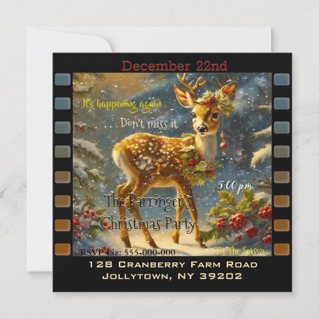 Invitación Bebé venado Snowy divertido Fiesta de Navidades de (Anverso)