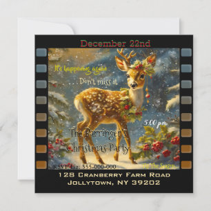 Invitación Bebé venado Snowy divertido Fiesta de Navidades de