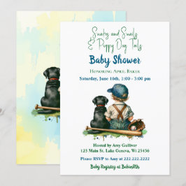 Invitación Bebé ventilado, perro y beisbol temática Baby Show