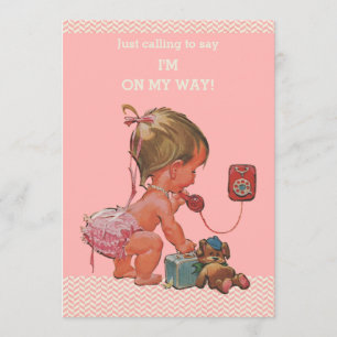 Invitación Bebé ventilado por teléfono Chevrons rosa Baby Sho