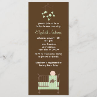 Invitación Bebé verde en Baby Shower de cuna