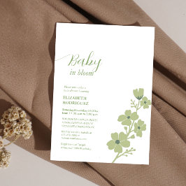 Invitación bebe verde jaula en una ducha floral de bebé