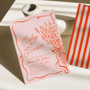 Invitación Bebé Vibrante en Flor   Ducha de Bebé Dibujada a M