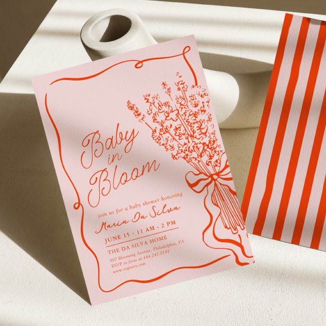 Invitación Bebé Vibrante en Flor | Ducha de Bebé Dibujada a M (Subido por el creador)
