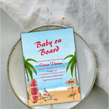 Bebé Vintage a Bordo Playa Surf Baby Shower
