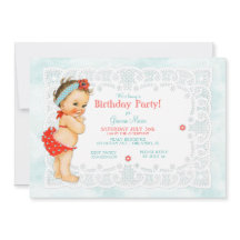 Bebé vintage Chica Bañera con encaje Monograma de