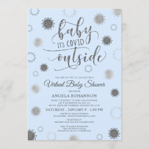 Invitación BEBÉ virtual Baby Shower SU COVIDO FUERA DEL Azul