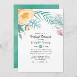 Invitación Bebé virtual o ducha de novias con flores de menta