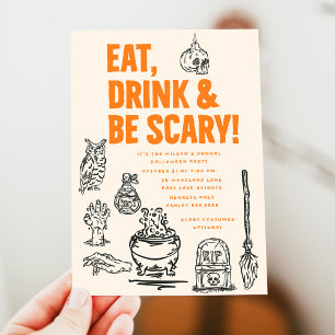 Invitación Bebe y asusta fiesta de Halloween para adultos
