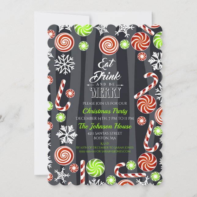 Invitación Bebe y come delicioso dulce de nieve de Navidad (Anverso)