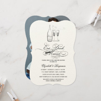 Invitación Bebe y sé Boda de champán de plata casada