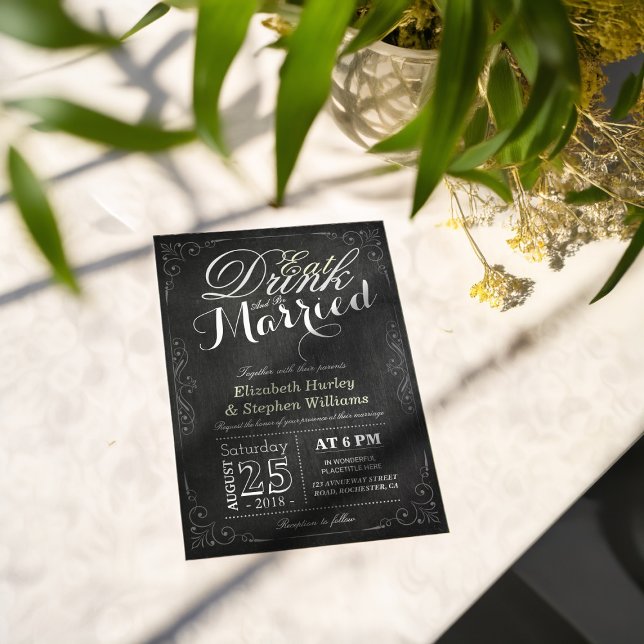 Invitación Bebe y se casa con el Boda fronterizo de Chalkboar (Subido por el creador)