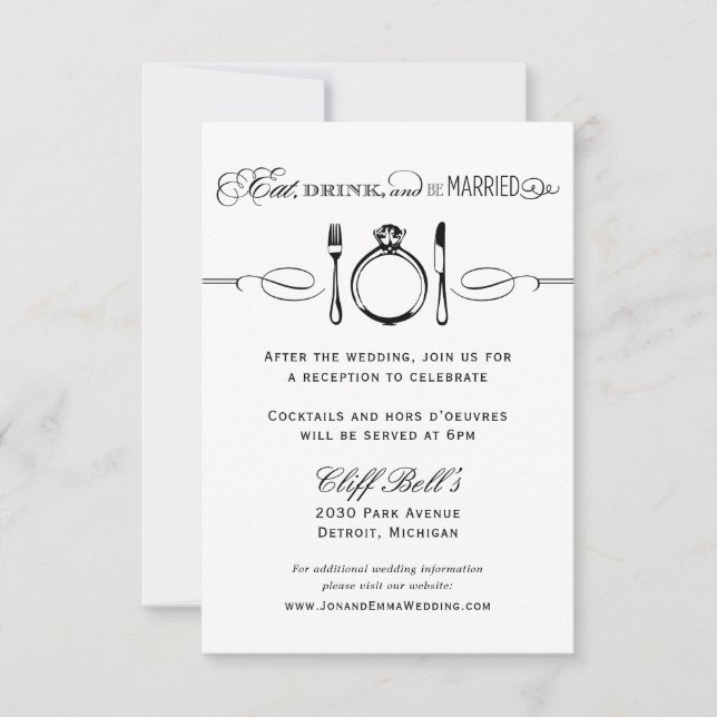 Invitación Bebe y sé casada en la recepción de la boda negra (Anverso)