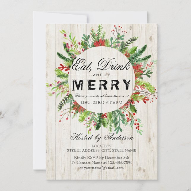 Invitación Bebe y sé feliz fiesta de Navidad (Anverso)
