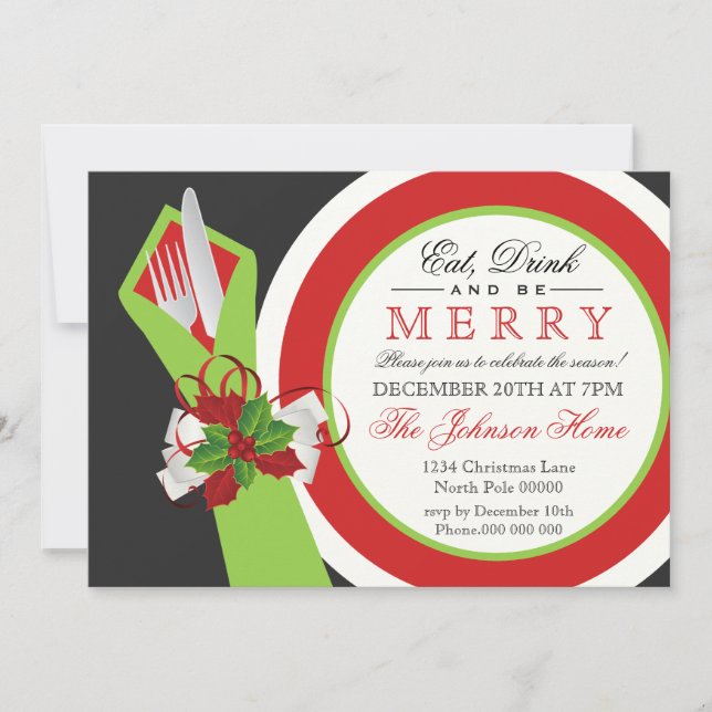 Invitación Bebe y sé feliz fiesta de Navidad (Anverso)