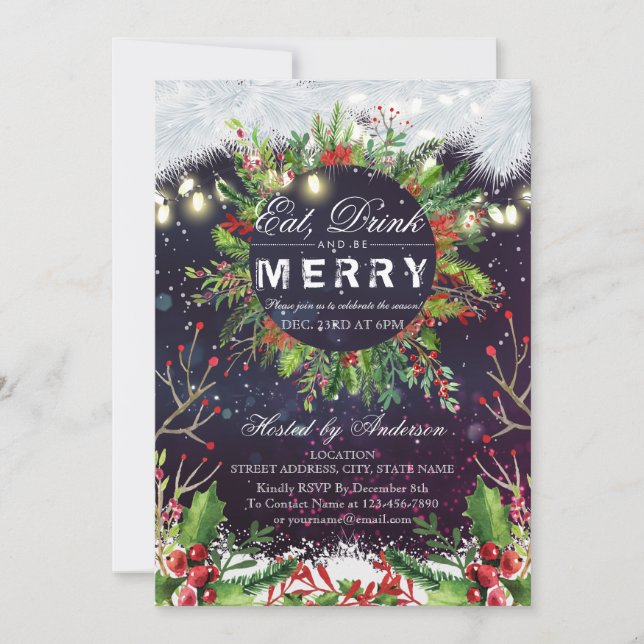 Invitación Bebe y sé feliz fiesta de Navidad (Anverso)