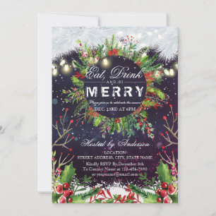 Invitación Bebe y sé feliz fiesta de Navidad