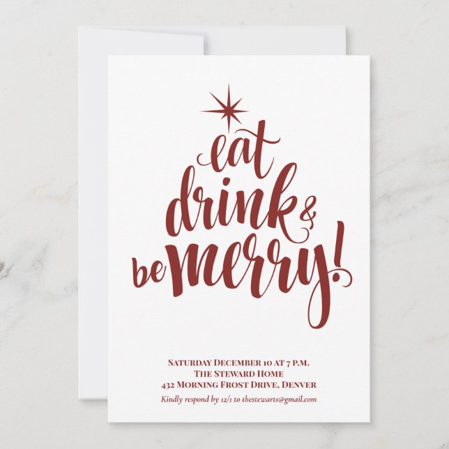 Invitación Bebe y sé feliz fiesta de Navidad (Anverso)