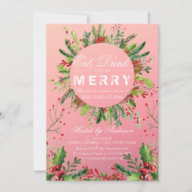 Invitación Bebe y sé feliz fiesta de Navidad (Anverso)