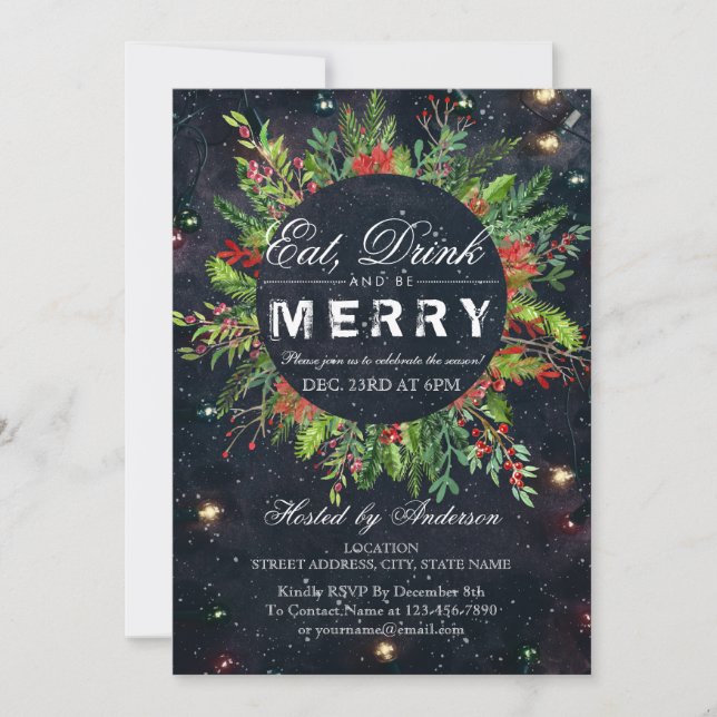 Invitación Bebe y sé feliz fiesta de Navidad (Anverso)