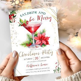 Invitación Bebe y sé Navidades modernos Fiesta de cena