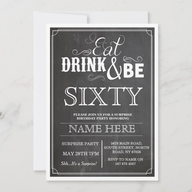 Invitación Bebe y tiene 60 años o cualquier otra fiesta de cu (Anverso)