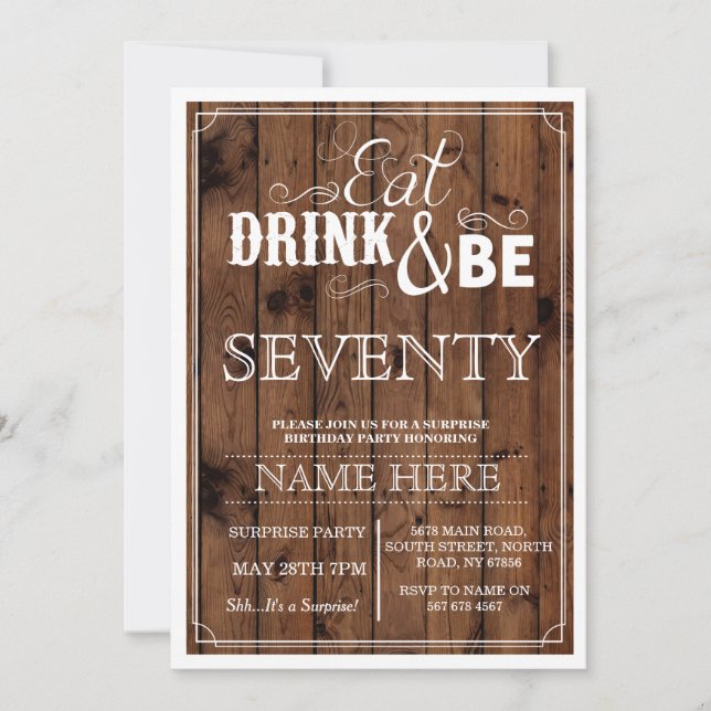 Invitación Bebe y tiene 70 años o cualquier otra fiesta de cu (Anverso)
