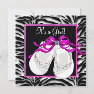 Invitación Bebé Zebra Rosa Caliente Bebé Ducha