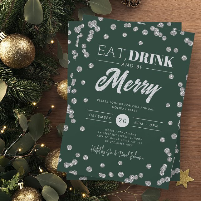 Invitación Beber Bebé Merry Silver Purpurina Verde (Subido por el creador)