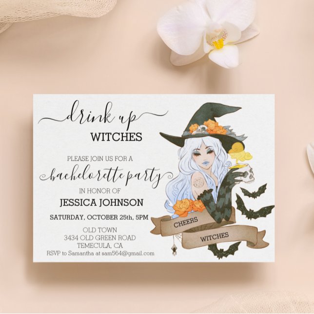 Invitación Beber brujas Bachelorette Party Halloween (Subido por el creador)