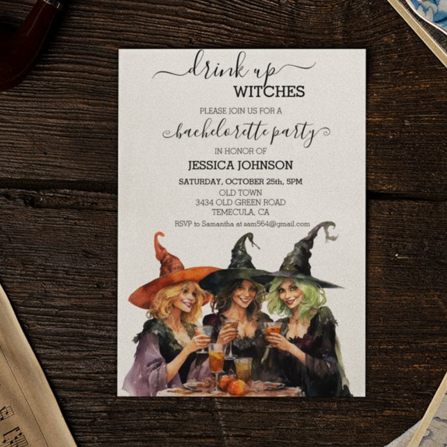 Invitación Beber brujas Bachelorette Party Halloween (Subido por el creador)