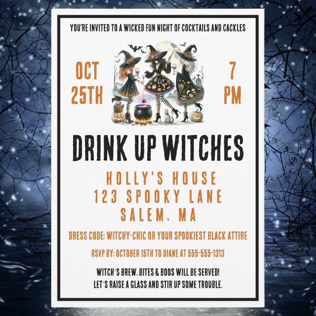 Invitación Beber brujas Chicas Noche Halloween (Subido por el creador)