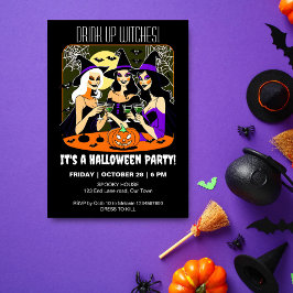 Invitación Beber brujas fiesta de Halloween para adultos