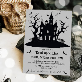 Invitación Beber brujas Gray Halloween Party