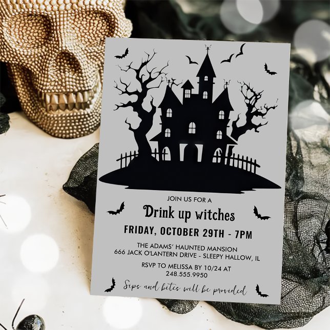 Invitación Beber brujas Gray Halloween Party (Subido por el creador)