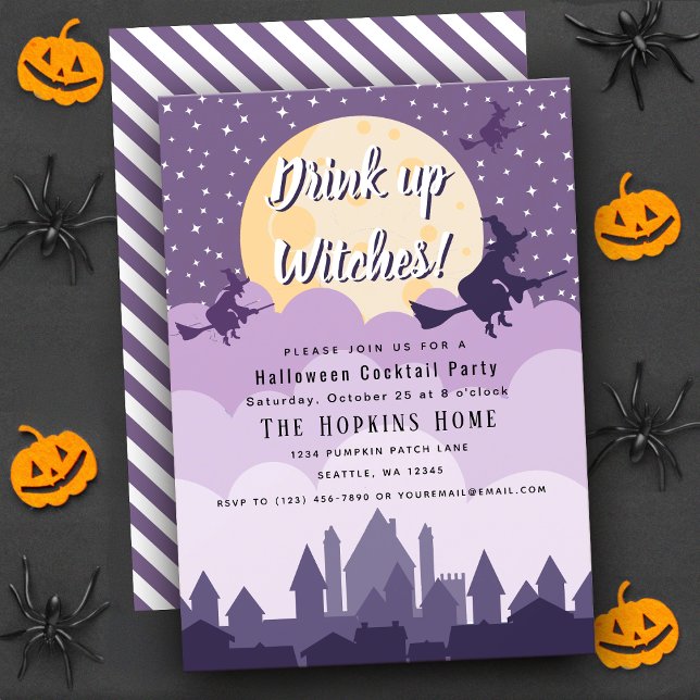 Invitación Beber brujas Moon Halloween Cocktail Fiesta (Subido por el creador)
