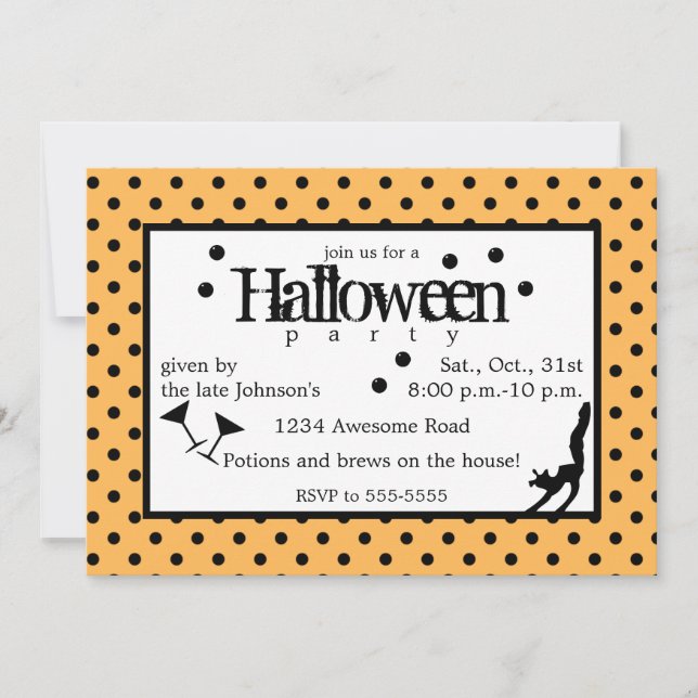 Invitación Beber brujas Polka Dot Halloween (Anverso)