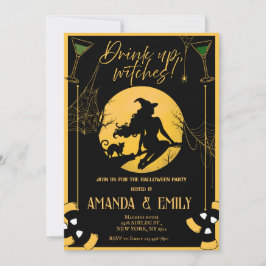 Invitación Beber, Chicas de brujas Fiesta nocturno Halloween