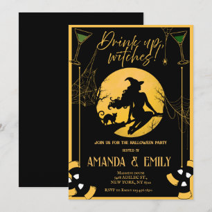 Invitación Beber, Chicas de brujas Fiesta nocturno Halloween